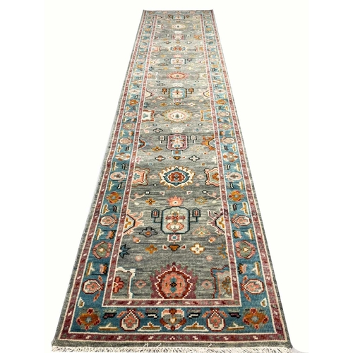 105 - CONTEMPORARY BAKSHAISH DESIGN LONG RUNNER, 394cm x 80cm.