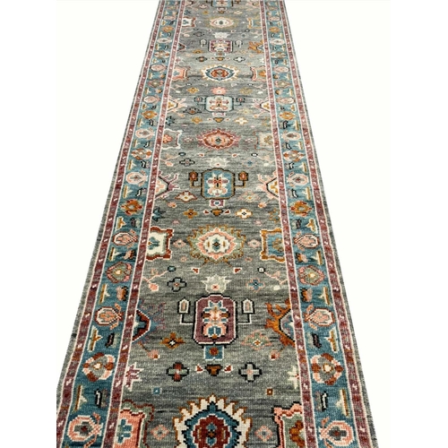 105 - CONTEMPORARY BAKSHAISH DESIGN LONG RUNNER, 394cm x 80cm.