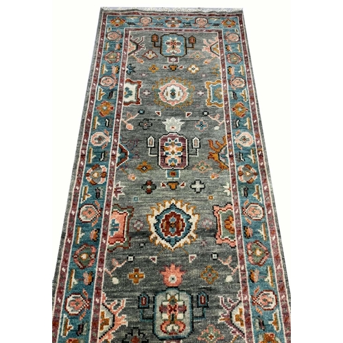 105 - CONTEMPORARY BAKSHAISH DESIGN LONG RUNNER, 394cm x 80cm.