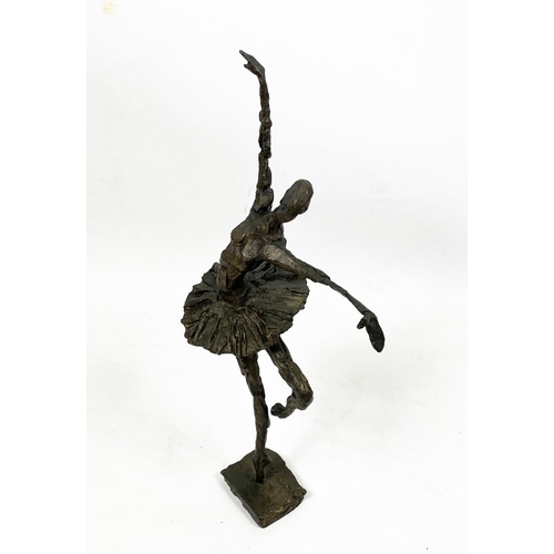 5 - BALLERINA SCULPTURE BRONZE, French, stamped, 37cm H.