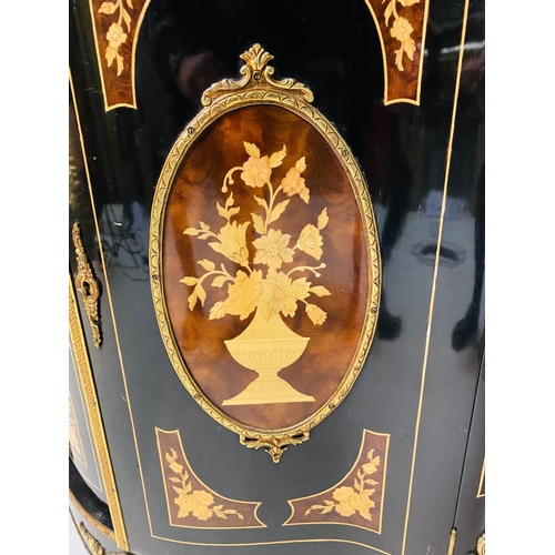 540 - CREDENZA, in the Victorian Aesthetic style, black lacquered, gilt metal mounts and marquetry panels,... 