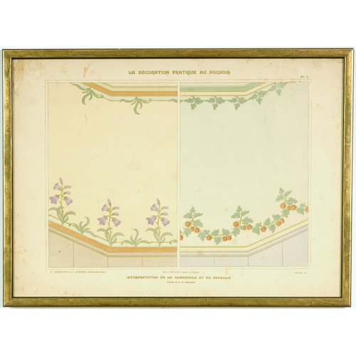 68 - LA DECORATION MODERNE POCHOIR, French – a set of four Flower/Interior design pochoir, 1910, Editeur:... 