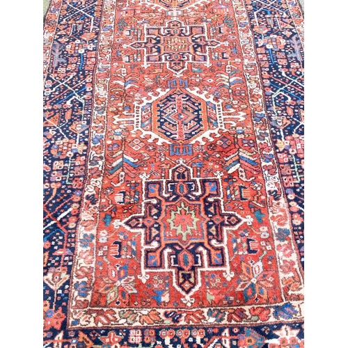 95 - ANTIQUE PERSIAN KARAJA CORRIDOR CARPET, 380cm x 140cm.