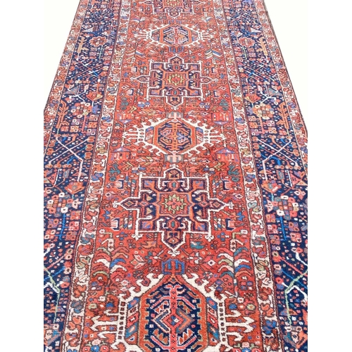 95 - ANTIQUE PERSIAN KARAJA CORRIDOR CARPET, 380cm x 140cm.