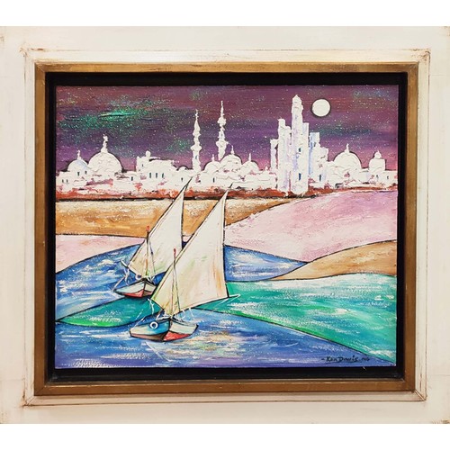 52 - KEN DAVIS 'Abu Dhabi', oil on board, 51cm x 61cm, framed.