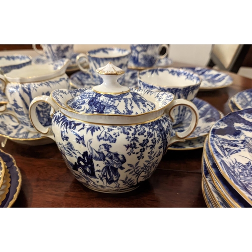 13 - A ROYAL CROWN DERBY 'MIKADO' PART TEA SET, comprising approx. six cups, five saucers, four side plat... 