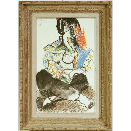 76 - PABLO PICASSO, Jacqueline Roque, Spanish collotype dated in the plate Suite: Californie Circa 1955, ... 