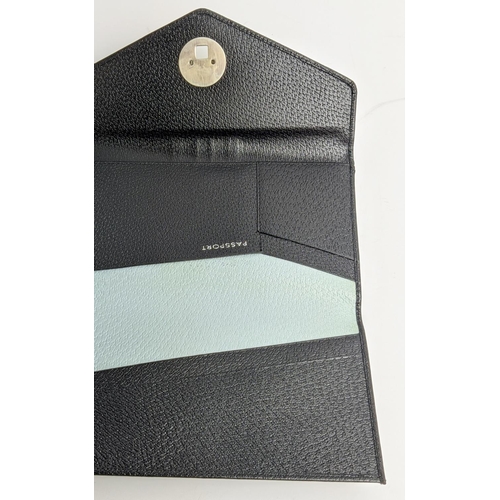 12 - SMYTHSON DOCUMENT HOLDER, leather with front flap closure, 23cm x 12cm with matching passport holder... 