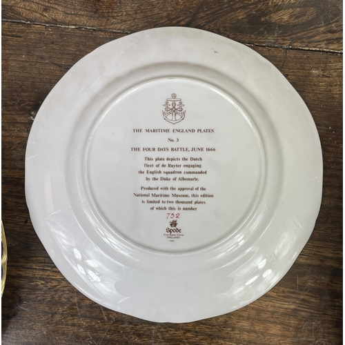 3 - SPODE LIMITED EDITION 'THE MARITIME ENGLAND' PLATES, a set of six, includes various battles such as ... 