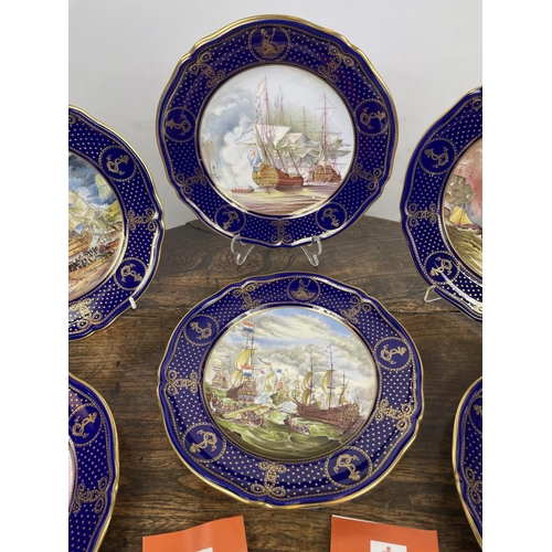 3 - SPODE LIMITED EDITION 'THE MARITIME ENGLAND' PLATES, a set of six, includes various battles such as ... 