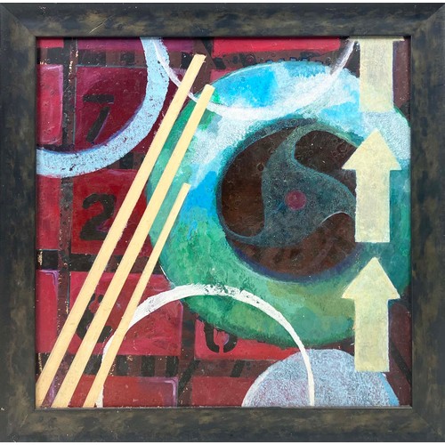 95 - MANNER OF ALEXANDER RODCHENKO, 'Abstract with arrows and numbers', oil on board, 49cm x 49cm, framed... 