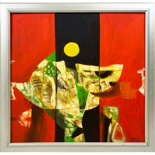 98 - HAKEN, 'Abstract', oil on canvas, 68cm x 68cm, signed, framed.