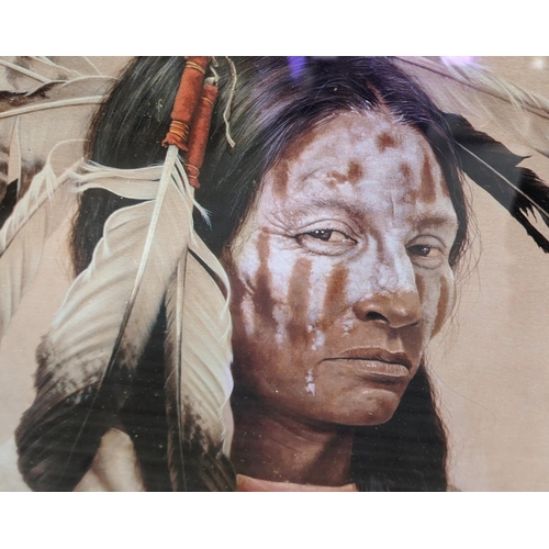 86 - KIRBY SATTLER, 'Native American', giclée print, 45cm x 39cm, 15/300, signed and framed.