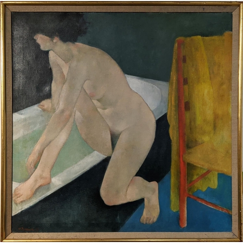 99 - WILLIAM THOMSON (1926-1988) 'Bathing Nude', oil on canvas, 75cm x 75cm, signed and dated '87, framed... 