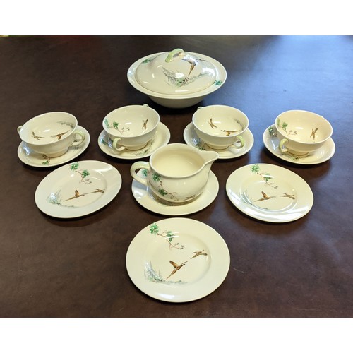 8A - DINNER SERVICE, Royal Doulton, 'The coppice pattern', 1950's, 4 soup bowls, 4 saucers, 4 side plates... 