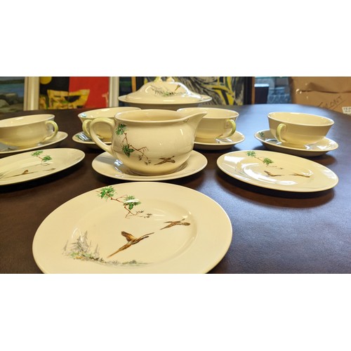 8A - DINNER SERVICE, Royal Doulton, 'The coppice pattern', 1950's, 4 soup bowls, 4 saucers, 4 side plates... 