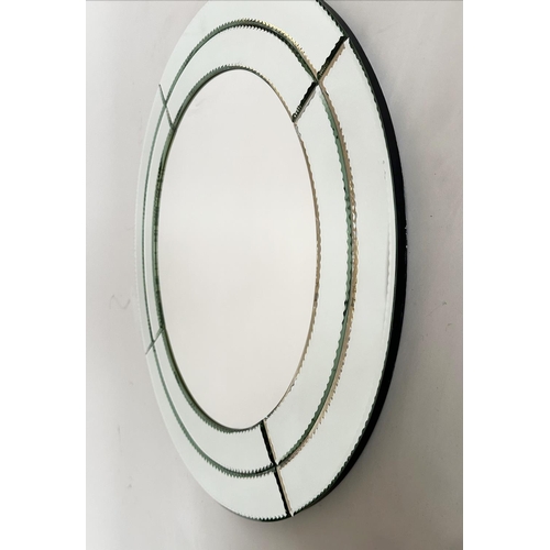 793 - CIRCULAR WALL MIRROR, Venetian style with marginal plates, 80cm W.