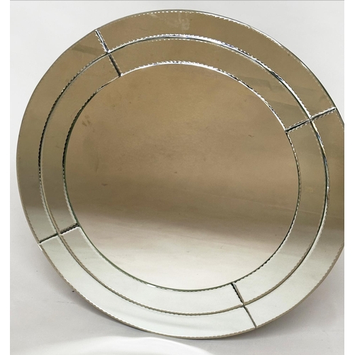 793 - CIRCULAR WALL MIRROR, Venetian style with marginal plates, 80cm W.