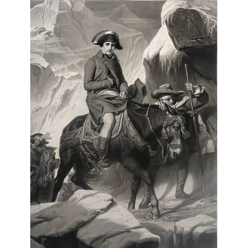 101 - ALPHONSE FRANCOIS AFTER PAUL DELAROCHE, 'Napoleon crossing the Alps', engraving, 114cm x 94cm, frame... 