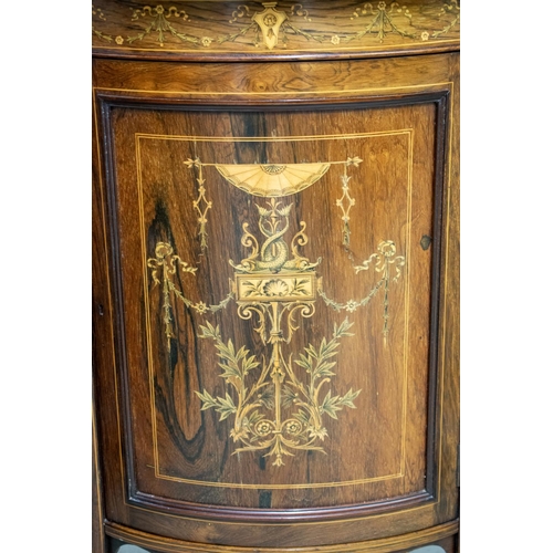 803 - SIDE CABINET, 227cm H x 138cm x 43cm, circa 1895, rosewood and penwork marquetry with two glazed doo... 