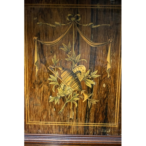 803 - SIDE CABINET, 227cm H x 138cm x 43cm, circa 1895, rosewood and penwork marquetry with two glazed doo... 