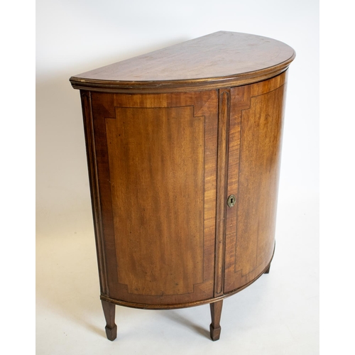 806 - DEMI LUNE CABINET, 96cm H x 93cm x 46cm, 19th century mahogany with single door.