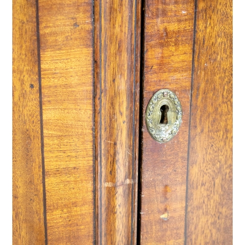 806 - DEMI LUNE CABINET, 96cm H x 93cm x 46cm, 19th century mahogany with single door.