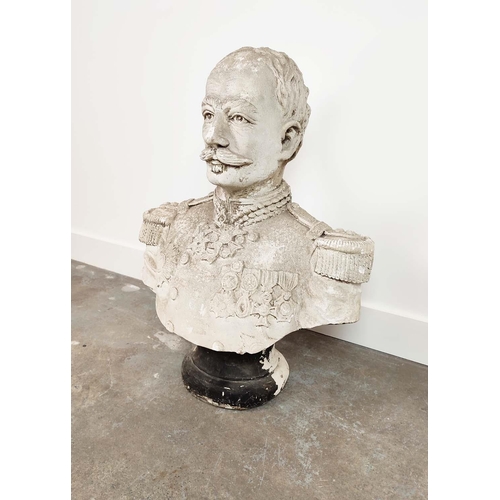 18 - PLASTER BUST OF A GENERAL, 77cm H x 62cm.