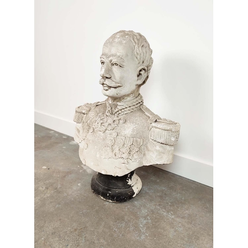 18 - PLASTER BUST OF A GENERAL, 77cm H x 62cm.