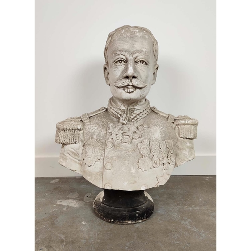 18 - PLASTER BUST OF A GENERAL, 77cm H x 62cm.