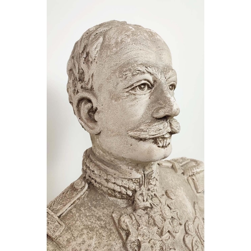 18 - PLASTER BUST OF A GENERAL, 77cm H x 62cm.