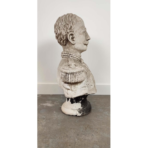 18 - PLASTER BUST OF A GENERAL, 77cm H x 62cm.