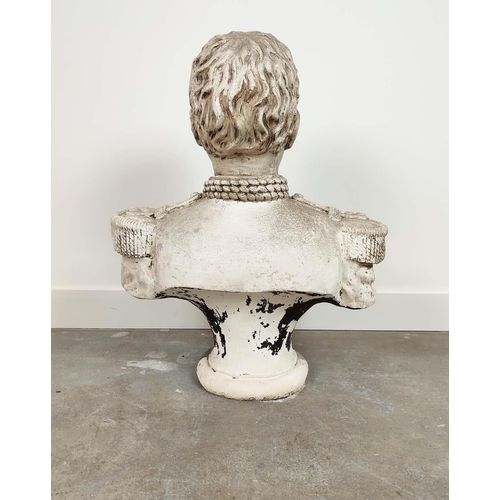 18 - PLASTER BUST OF A GENERAL, 77cm H x 62cm.