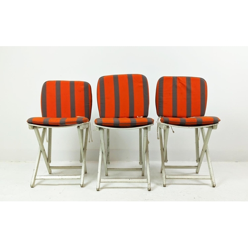 470 - ATTRIBUTED TO TRICONFORT DINING CHAIRS, a set of three, vintage 20th century French, 80cm H each. (3... 
