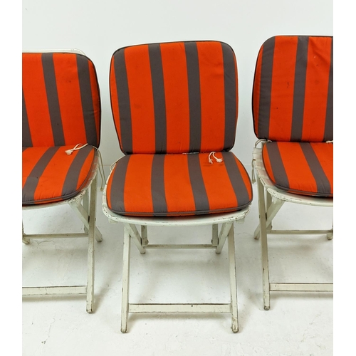 470 - ATTRIBUTED TO TRICONFORT DINING CHAIRS, a set of three, vintage 20th century French, 80cm H each. (3... 