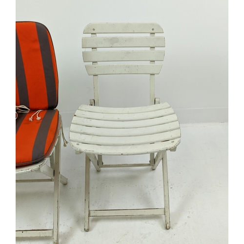 470 - ATTRIBUTED TO TRICONFORT DINING CHAIRS, a set of three, vintage 20th century French, 80cm H each. (3... 