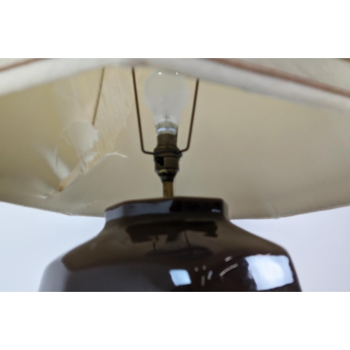 472 - TABLE LAMP, glazed ceramic, with shade, 88cm H approx.