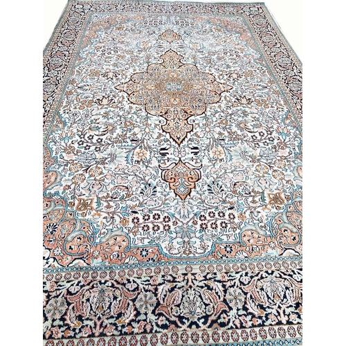 76 - FINE PURE SILK HEREKE DESIGN CARPET, 280cm x 190cm.