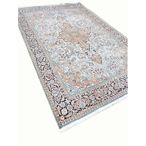 76 - FINE PURE SILK HEREKE DESIGN CARPET, 280cm x 190cm.