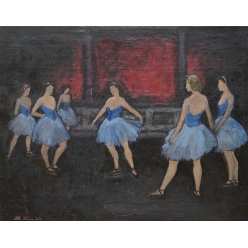 47 - OTTO OLSEN (1905-1966), 'Ballet Study', oil on canvas, 59cm x 74cm, signed and dated '54', framed.