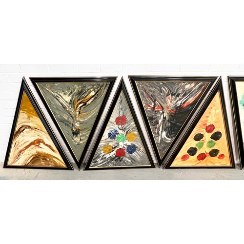 32 - 20TH CENTURY BRITISH SCHOOL, 'Abstracts' a set of 15, in ebonised frames, each 88cm x 72cm. (15)