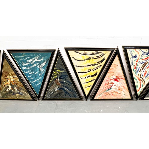 32 - 20TH CENTURY BRITISH SCHOOL, 'Abstracts' a set of 15, in ebonised frames, each 88cm x 72cm. (15)