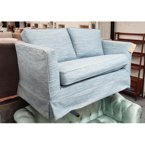 392 - ANDREW MARTIN BLOOMSBURY SPECIAL SOFA, 140cm W approx, blue fabric upholstery.