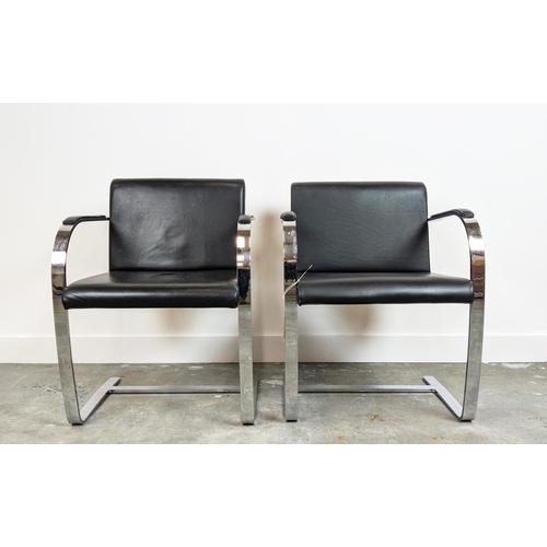 385 - AFTER LUDWIG MIES VAN DER ROHE BRNO STYLE CHAIRS, a pair, 59cm W each (2)