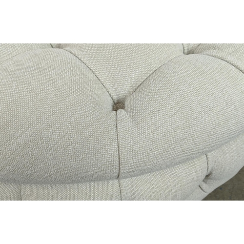 382 - BESPOKE SOFA LONDON OTTOMAN, circular with deep buttoned upholstery, 120cm W x 48cm H.