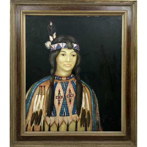 67 - JOHN SUNDANCE KING (1955-1975), 'Indian girl, 1969', oil on canvas, 75cm x 62cm, framed, Provenance:... 