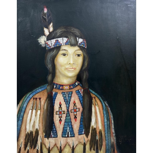 67 - JOHN SUNDANCE KING (1955-1975), 'Indian girl, 1969', oil on canvas, 75cm x 62cm, framed, Provenance:... 