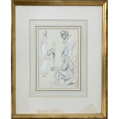 76 - DAME LAURA KNIGHT, 'Montage of clowns', pencil, 30cm x 20cm, framed.