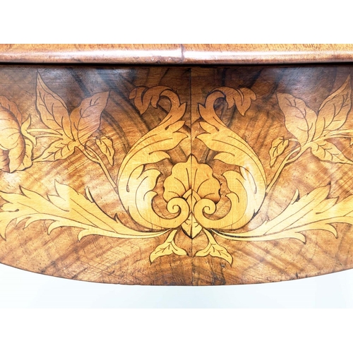 254 - CENTRE TABLE, Victorian burr walnut with satinwood crossbanding and foliate marquetry on cabriole su... 