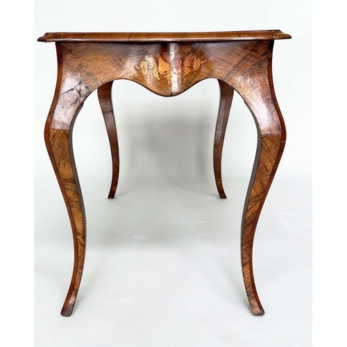 254 - CENTRE TABLE, Victorian burr walnut with satinwood crossbanding and foliate marquetry on cabriole su... 